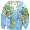 2026 Nueva Camiseta de Manga Larga para Hombre con Mapa Geográfico mapa Impresión 3D Camiseta Hombres Mujeres Moda Casual Harajuku Tops Camisetas Top Oversized