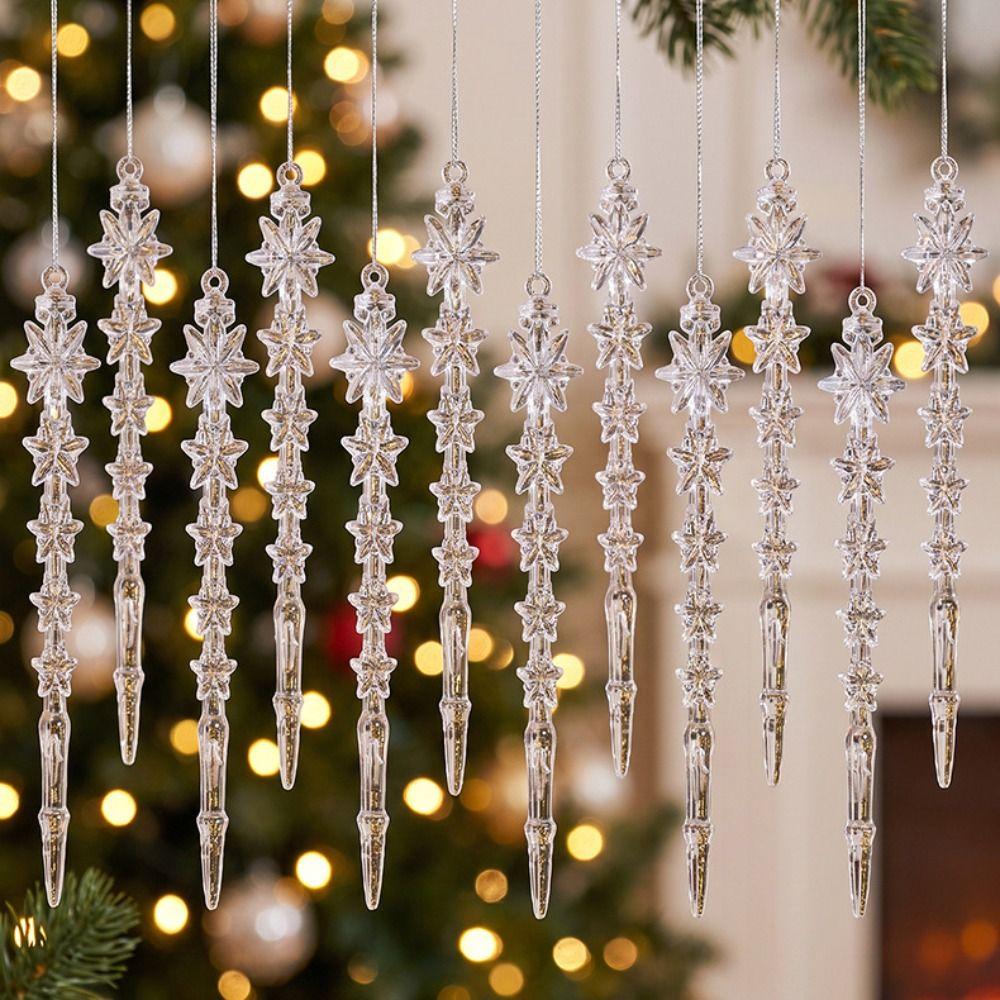 12Pcs Acrylic Christmas Ornaments Snowflake Ornaments Christmas Tree Ornaments Holiday Home Decor