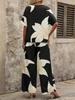 European & American Summer 2025 V-neck Batwing Top and Long Pants Two-piece Set