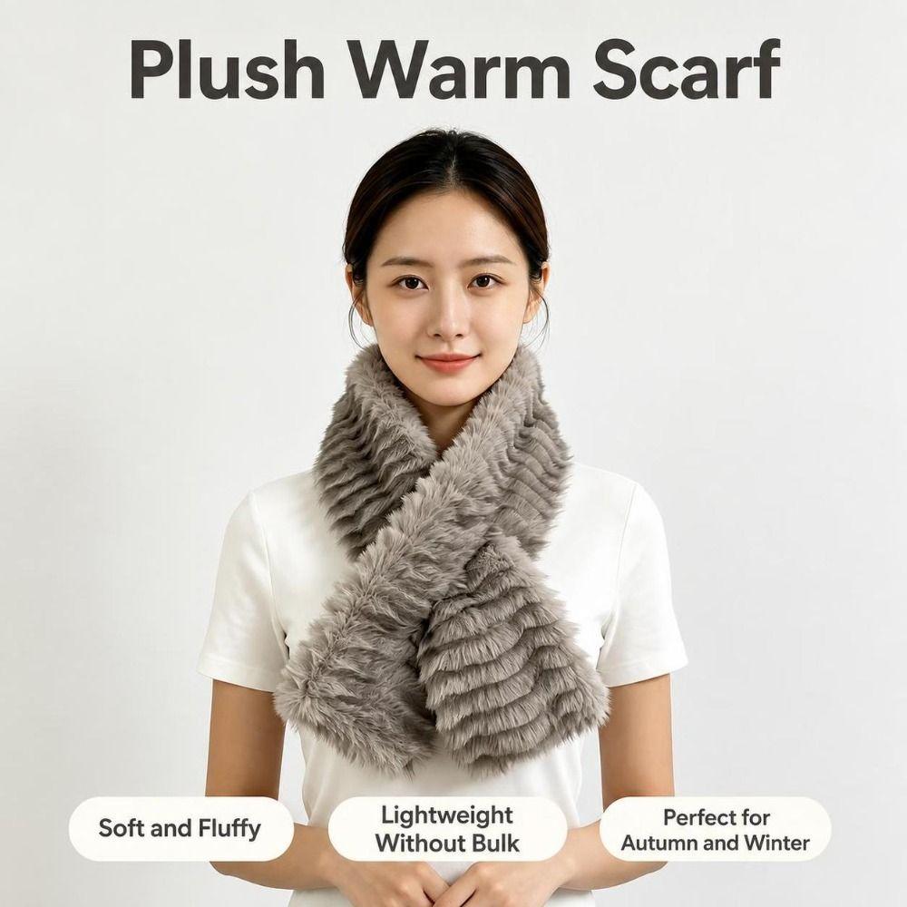 Soft Plush Faux Fur Scarf Thickened Faux Fur Collar Gifts Fur Neck Wrap Women's
