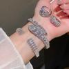 Snake Animal Jewelry Bracelet And Ring Combo In Silver For Trendy Daily Wear