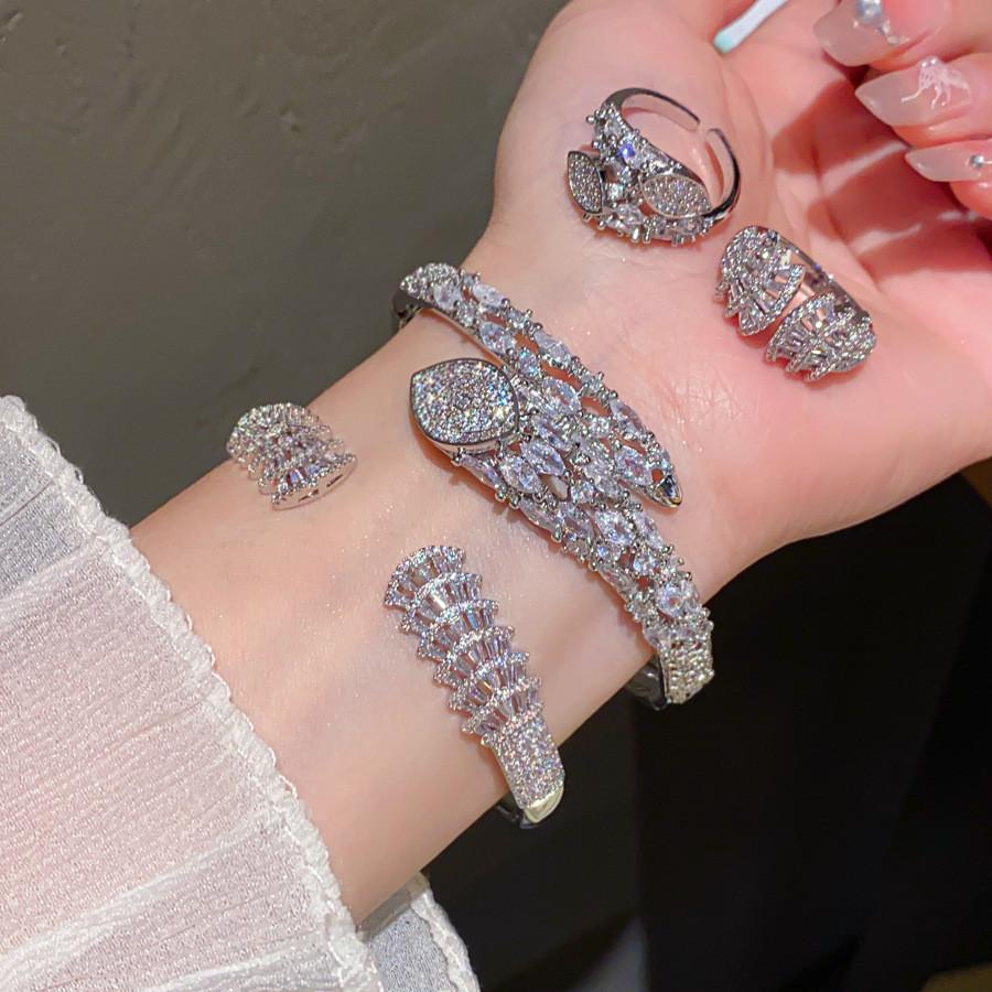 Snake Animal Jewelry Bracelet And Ring Combo In Silver For Trendy Daily Wear