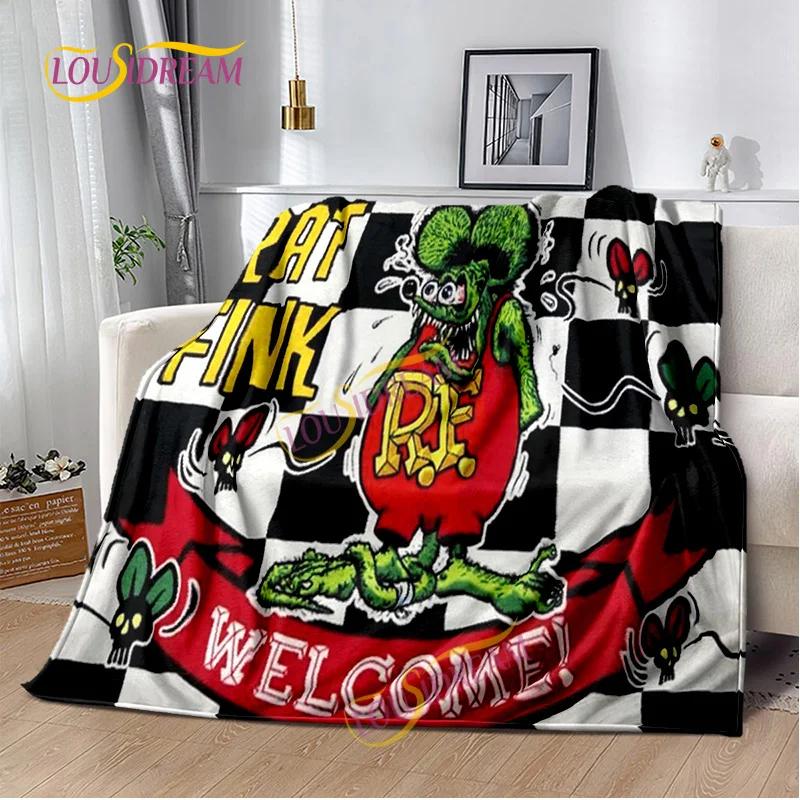 Portable Multifunctional Children's holiday birthday Gift Cartoon Rat Fink Cute Home Bedroom decoration Warm Sherpa blanket