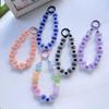 Rainbow Frosted Jelly Bead Phone Lanyard Lightweight Double Clasp Anti-Lost Wrist Strap for Daily Commute Shopping