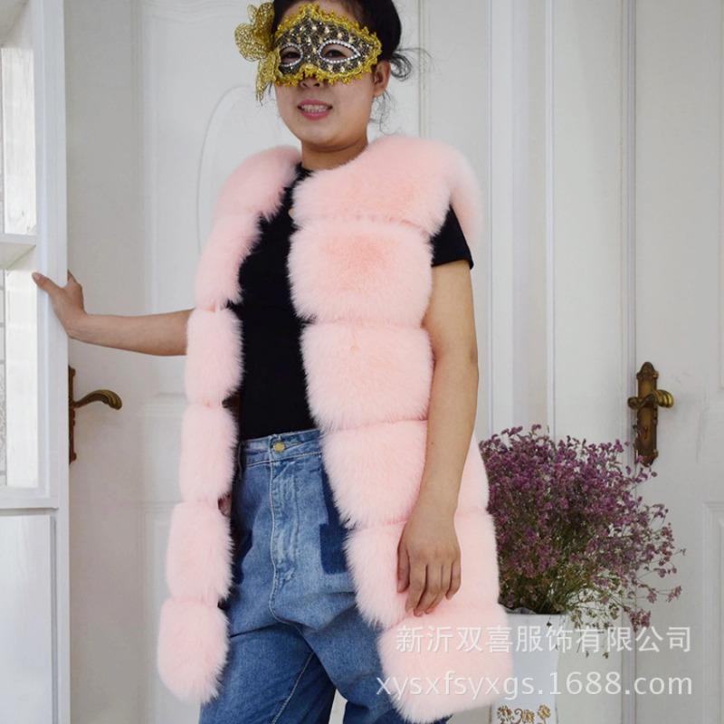 Autumn and Winter New Slim-fit Fur Vest, Women's Medium and Long Artificial Fur Warm Imitation Fox Fur Vest