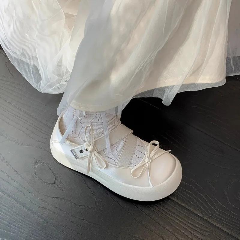 Fashion 2024 New Sweet Vintage Flat Shoes Mary Janes Shoes Women Bow-knot Buckle Lolita Platform Shoes Female Cute Designer Shoe Girls
