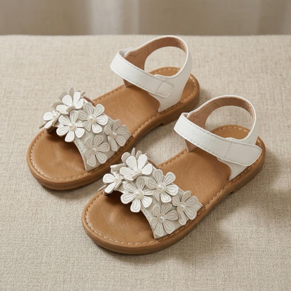 Girls  Pearl Flower Soft Sole Non-Slip Summer Sandals - Korean Princess Style 27