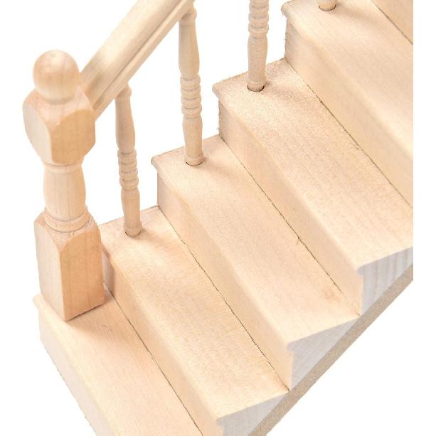 Doll House Stairs, Miniature Stairs 1/12 Scale, Glossy Rounded Corners Birch Material, Make Your Dollhouse Vivid, DIY Stairway Accessory Model,