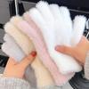 Warm Full-Finger Cozy Plush Winter Gloves for Women - Stretchy Touchscreen Compatible Mittens In Solid Colors