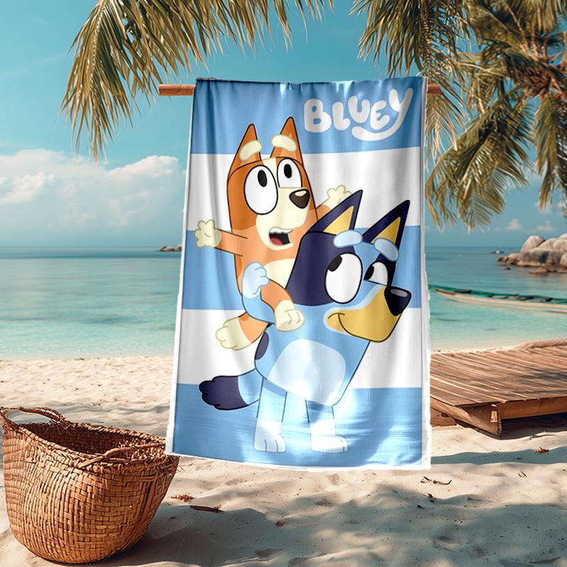 Ultra-Soft Beach Towel with Bluey Theme,Ideal for Pool - Camping, Diving - Perfect Travel Essential, Vibrant Beach Towel.
