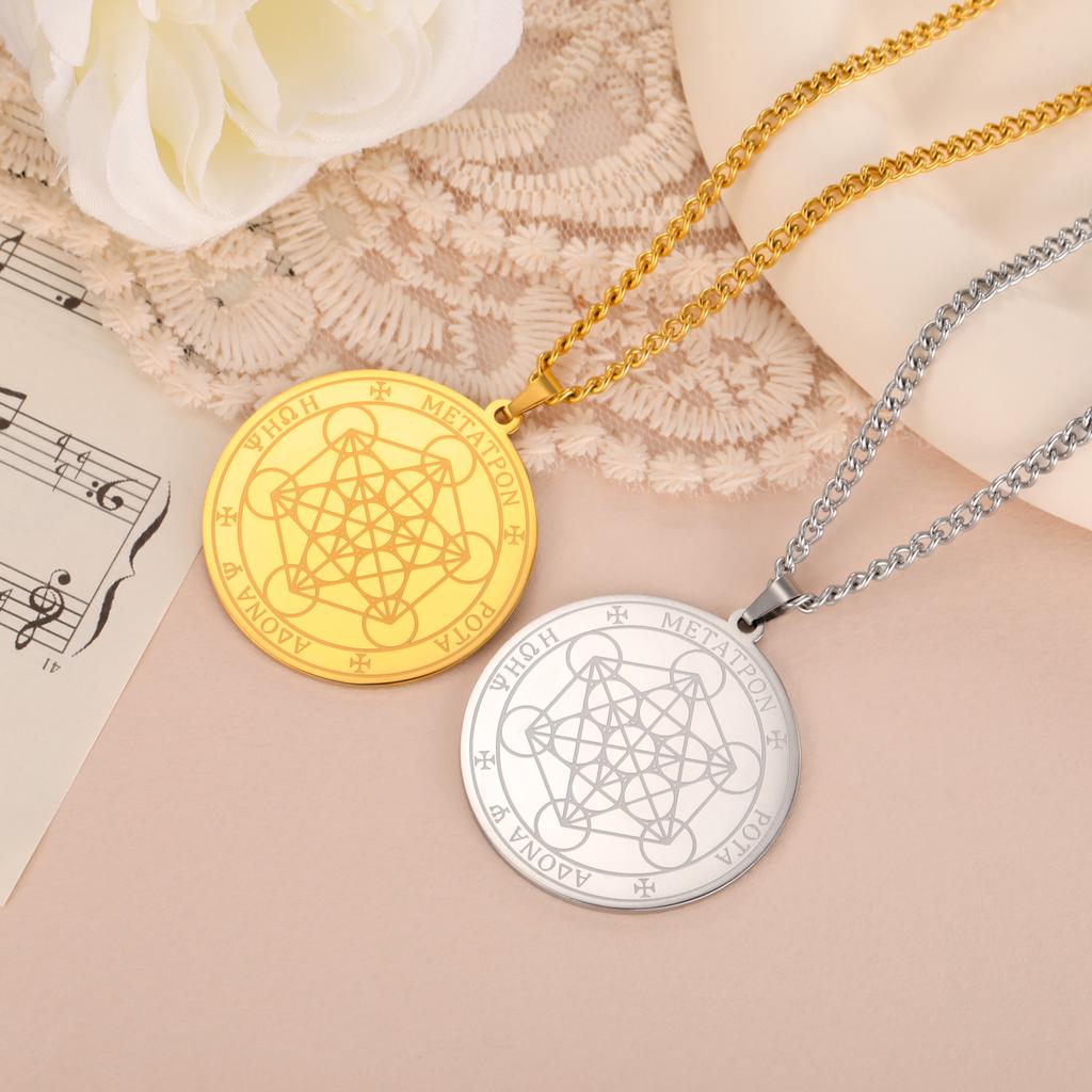 Lucktune Seven Archangels Necklace Men Women's Stainless Steel Necklace Protection Amulet Jewelry Talisman Seal of Solomon Gift