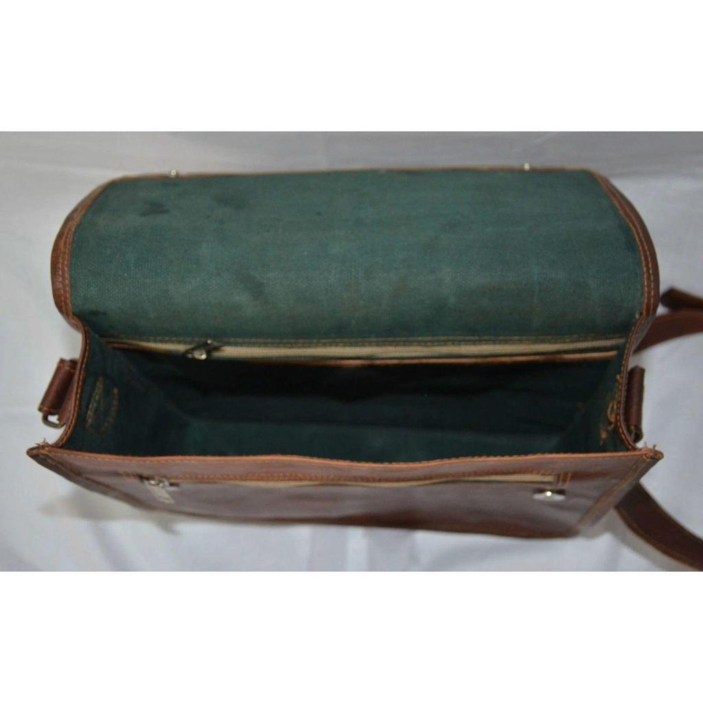 Mens Genuine Leather Cowhide Brown Crossbody Shoulder Satchel Messenger Bag....