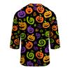 Men's Casual Halloween Print Crew Neck T Shirt Three Quarter Sleeve Top Lightweight Comfortable Fit Seasonal Design