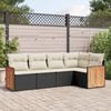 Vidaxl 5-Cz. Garden Lounge Set, Cushions, Black PE Rattan