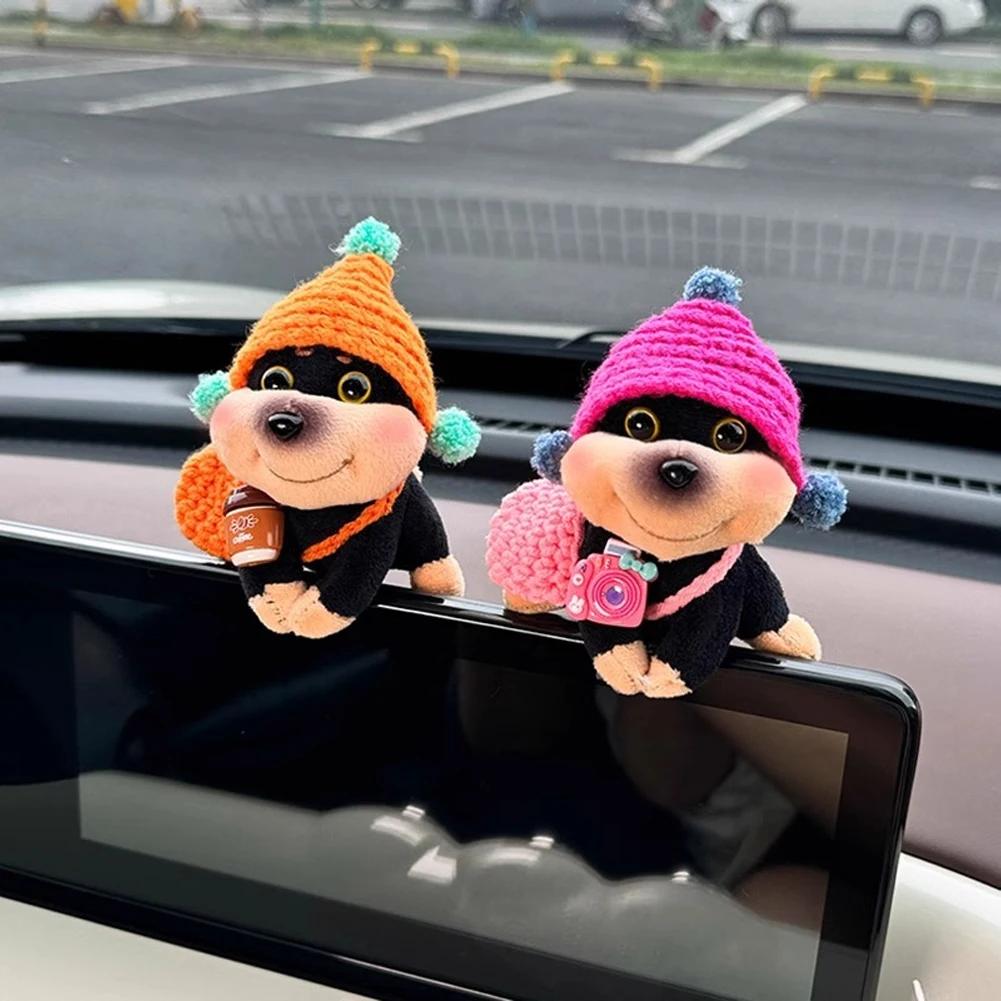 Car Dashboard Plush Bee Dog Ornaments Center Console Cute Doll Decoration Auto Accessories for Woman Girl Home Office Gifts