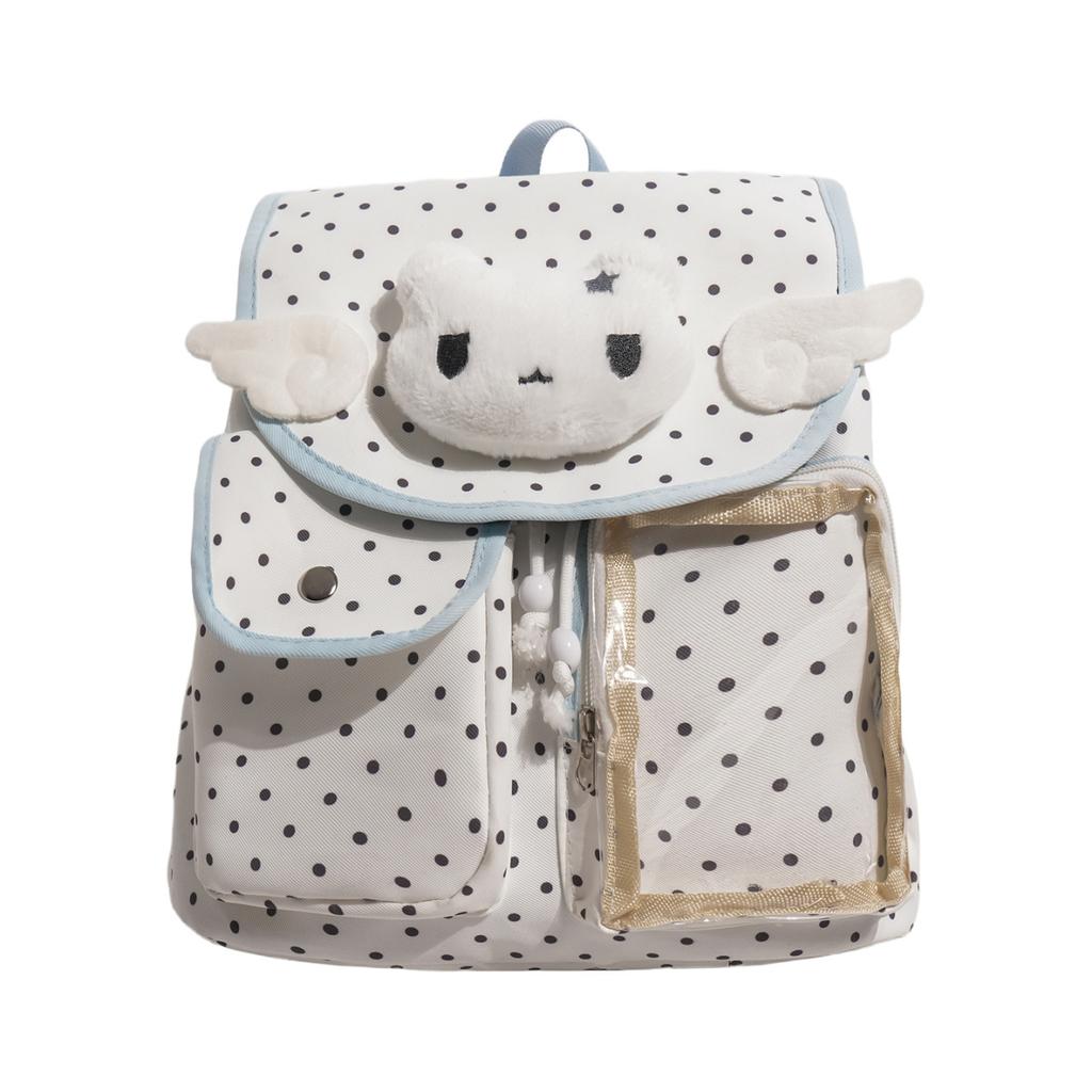 Schoolbag Cute Cartoon Polka Dot Backpack Large Capacity Commuter Student School Bag Outdoor Leisure Versatile Travel Sports Backpack