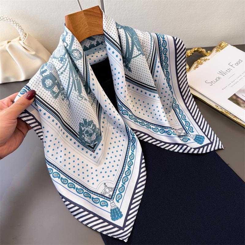 Cute Dachshund Dog Print Square Satin Scarf Women Pink Paisley Border Bandana Multi-use Neck Scarfs Hair Tie Bag Wrap Headband