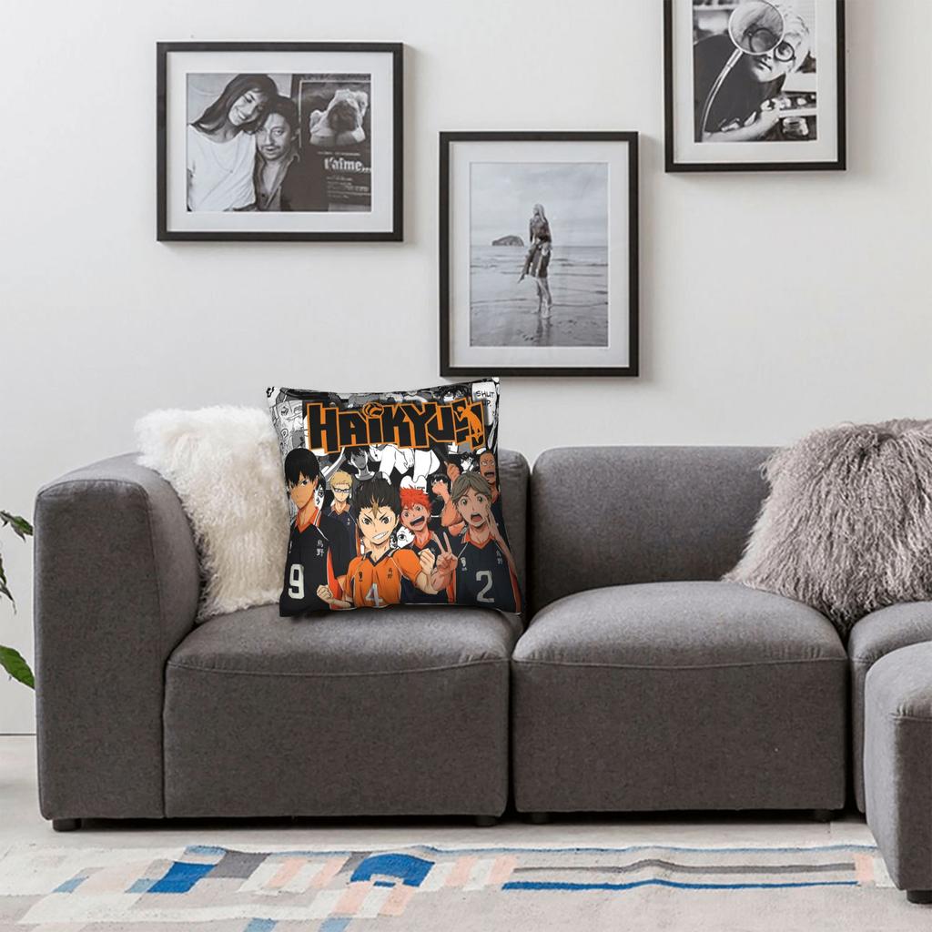 Haikyuu!! Square Pillow Covers Polyester Bed Car Cushion Cover Creative Home Decoration Throw Pillow Case 45*45