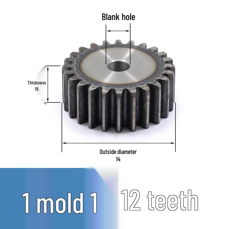 Custom 1 Module Spur Gear, Thickness 15mm, 15-25 Teeth, Non-Standard, National Standard 45 Steel, Ideal for DIY Projects.