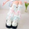 Ruffled Trim Calf Covers Mesh Fabric Knee High Socks Elegant Lace Leg Sleeves  Cosplay
