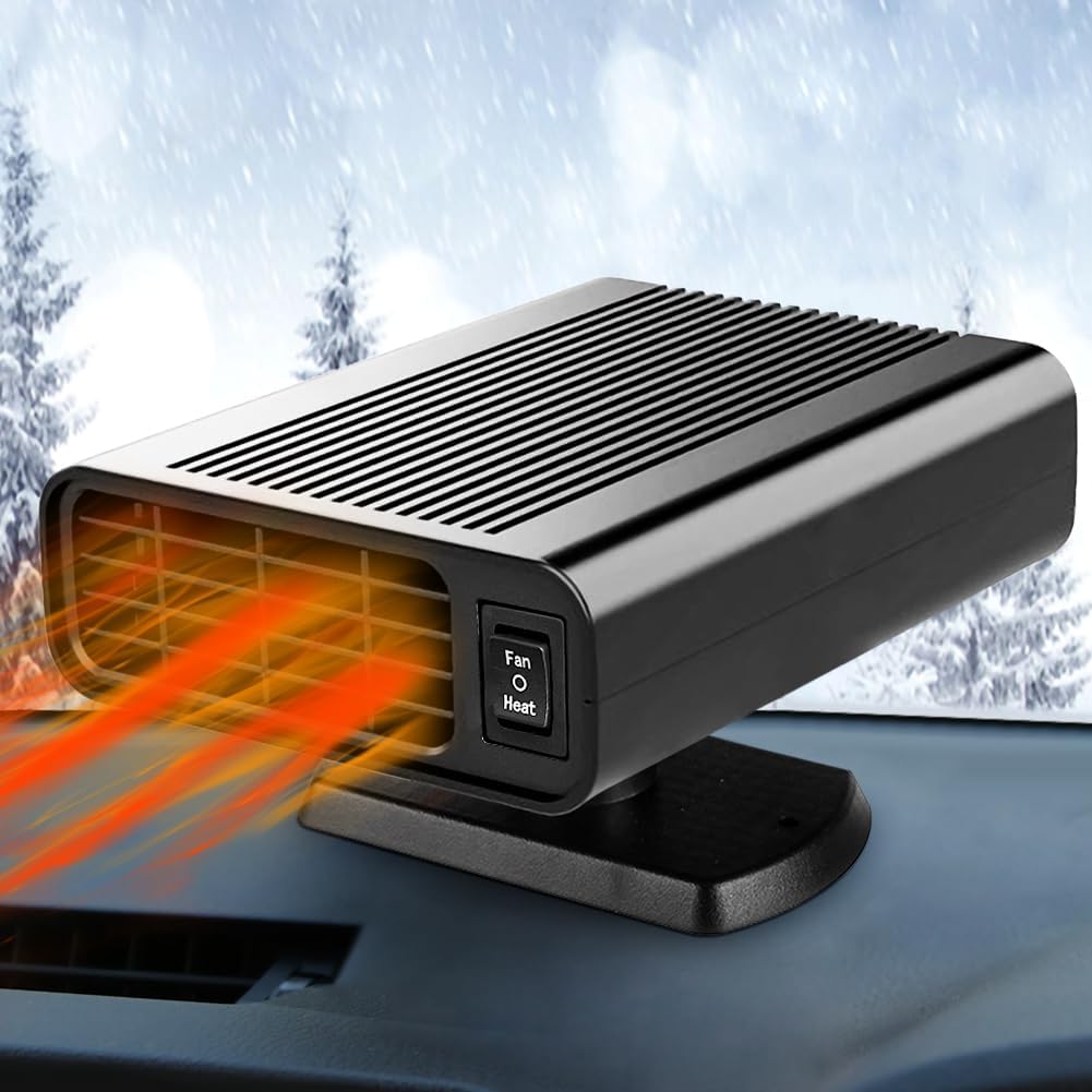 

Car Heater-12V Car Heaters for Vehicle,150W 2 in 1 Fast Heating Defrost Defogger Car Heater that Plug in Cigarette Lighter чёрный