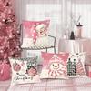 4pcs Pink Christmas Snowman Pillowcase Navidad Natal Noel Tree Cushion Cover Christmas Decorations For Home 2026 New Year 2026