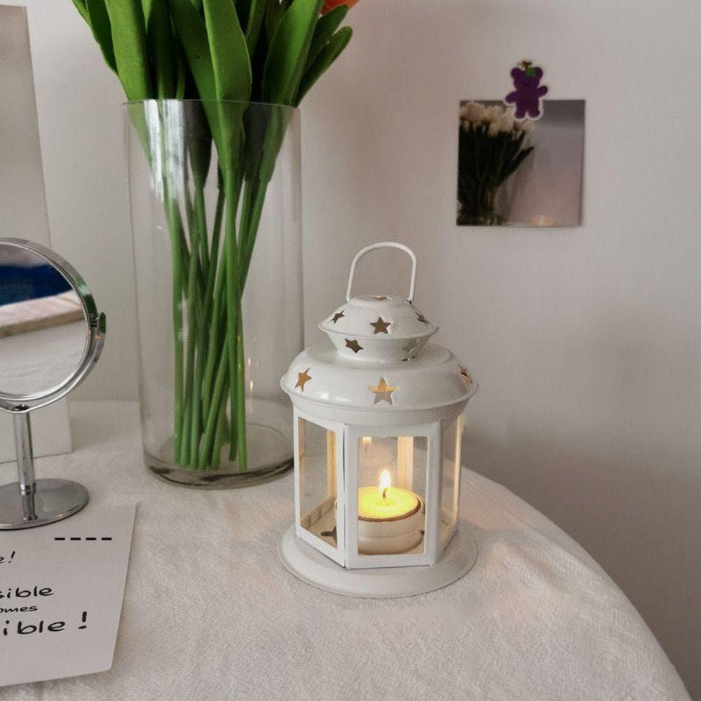 Wrought Iron Iron Wind Lamp Wind-proof Aromatherapy Candlestick Ornament  Desktop