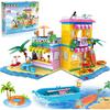 HOGOKIDS Beach House Building Set - Seaside Villa Building Toys Friends Vacation Hut Construction Blocks 586PCS Cottage Playset Birthday for Kids