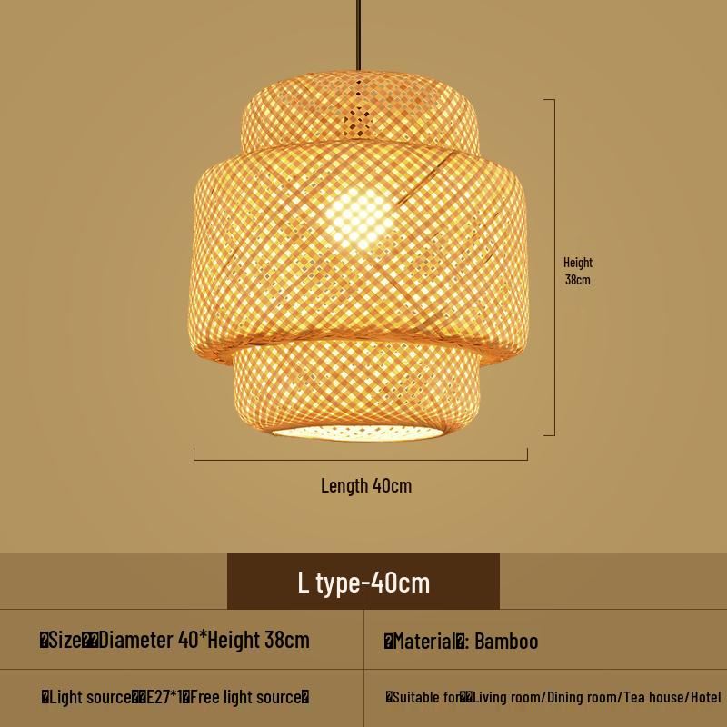 Bamboo Woven Pendant Light - Japanese Lantern for Dining, Restaurant, or Tea Room. Rattan Straw Hat Lampshade with New Chinese Art Design.