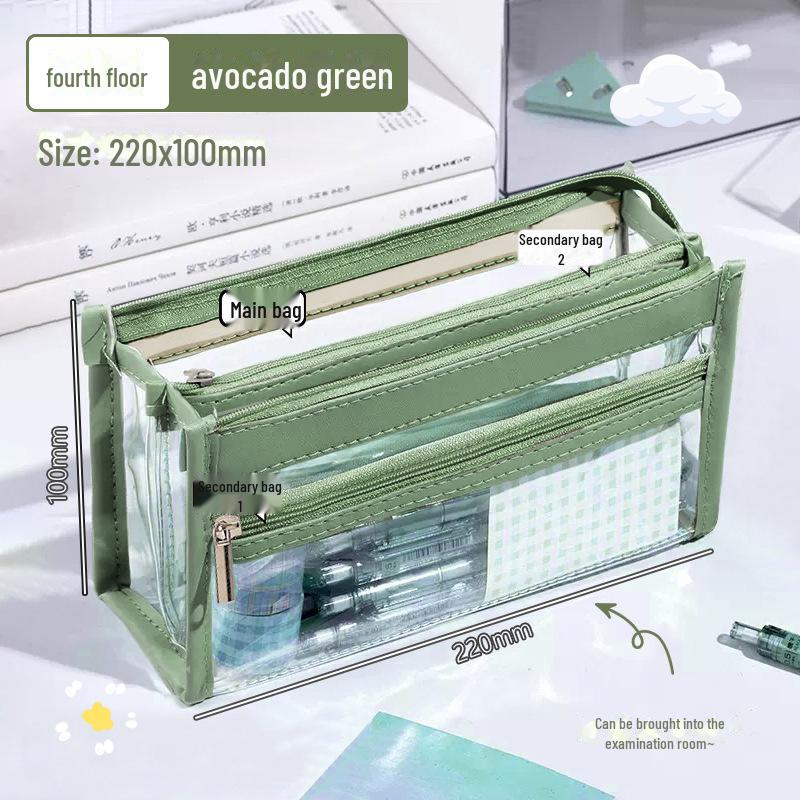 Four-Layer Transparent Pencil Case: Large Capacity Student Stationery Bag