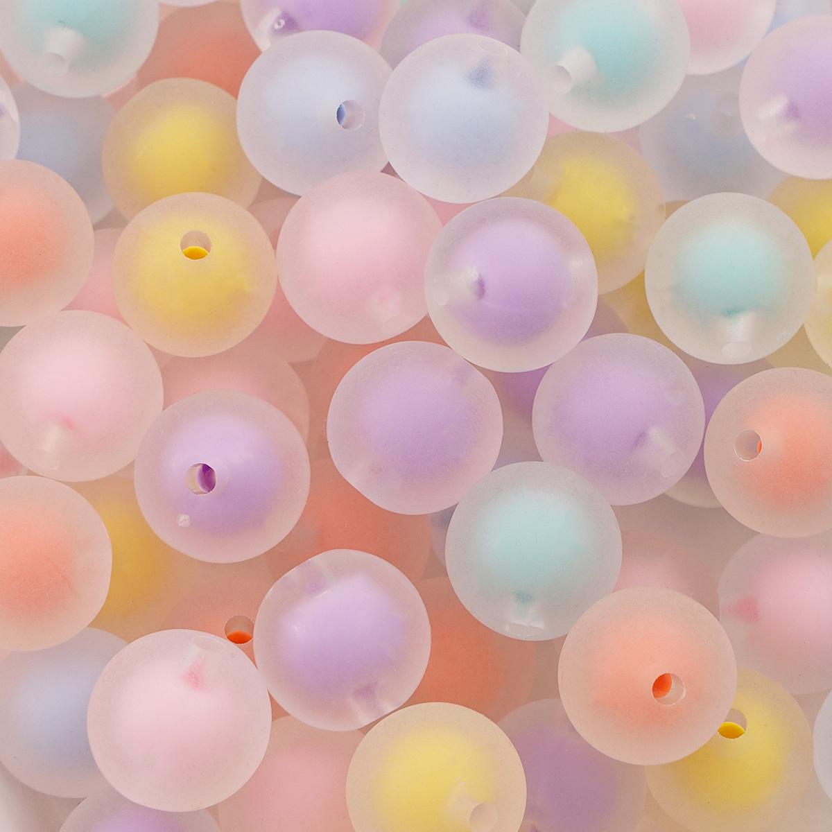 50 шт. Акриловые бусины с цветным покрытием, Свободные круглые бусины для изготовления ювелирных изделий, DIY аксессуары для ожерелья 14mm 30pcs разноцветный