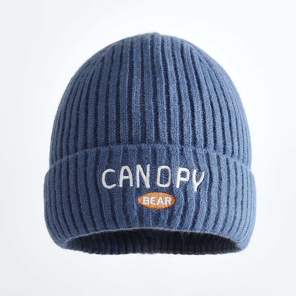 Детская ветронепродуваемая вязаная шапка-бини - Теплая, простая вышитая шапка для мальчиков и девочек, уличная мода. Universal (54-56cm)