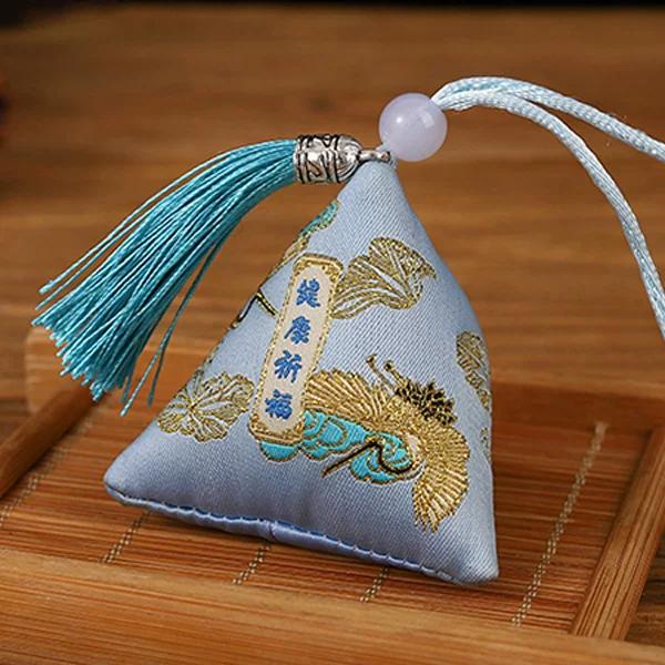 Dragon Boat Festival Sachet Perfume Bag Mosquito Repellent Argy Wormwood Small Pendant Triangle Zongzi Filled Spice Carry-on Embroidery Tassel Pouch