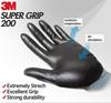 3M SuperGrip Lightweight Nitrile Work SuperGrip 3D Comfort Stretch Durable PowerGrip Foam Smart Thinner Gloves, 200, Fit, Coating, Touch, Washable,
