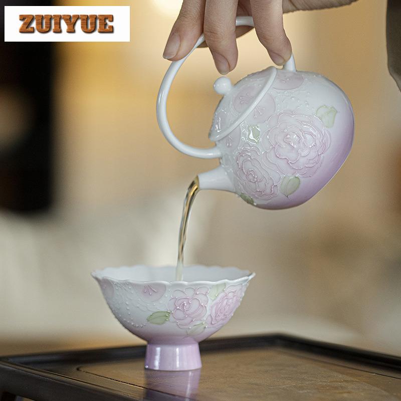 120ml Hand-painted Rose Handle Bead Curtain Teapot Luxury Tea Infuser Pot Tea Making Kettle With Strainer Tea Items Decoration