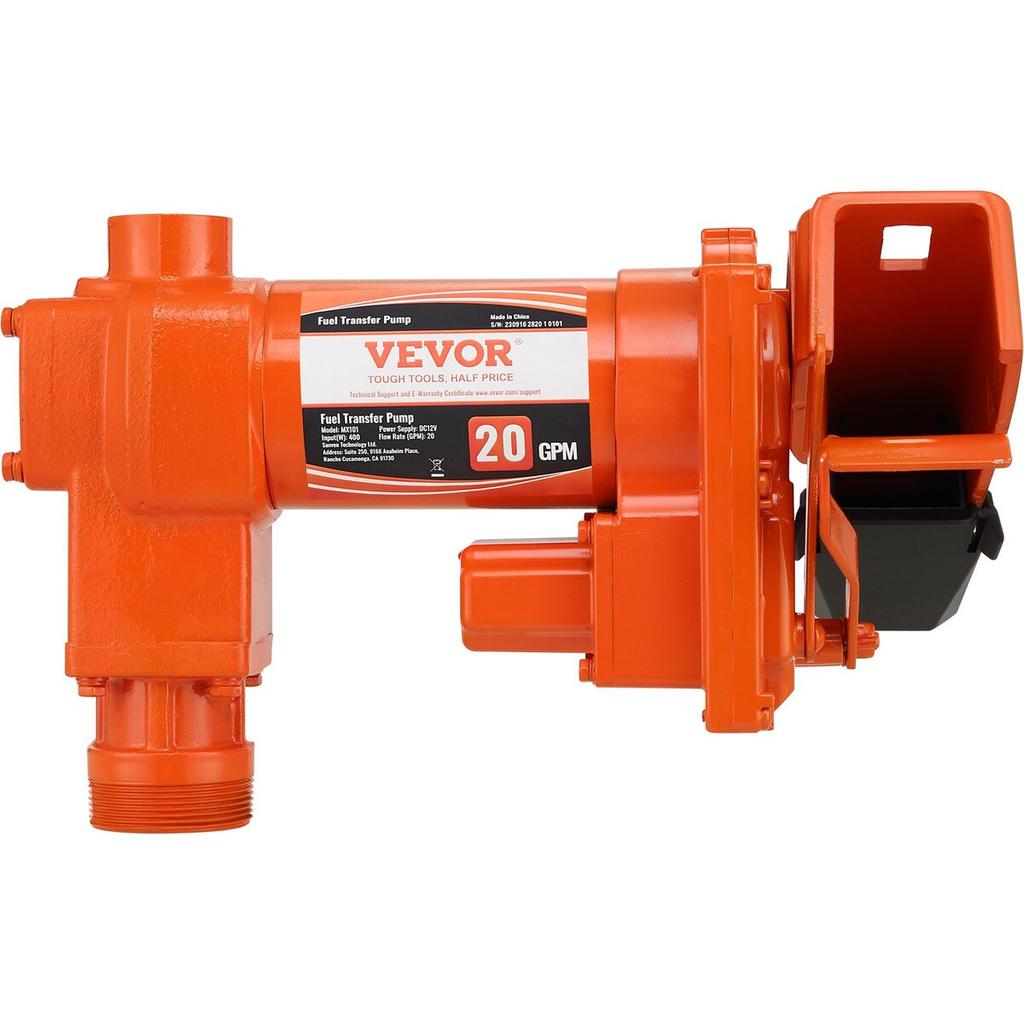 Fuel Transfer Pump, 12V DC 20 GPM 1/4 HP, High Flow Cast Iron Gasoline Extractor Pump with Fuel Collection Box Design for Gasoline, Diesel, Kerosene,