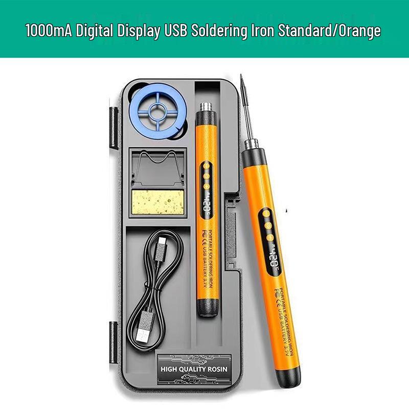 USB Digital Display Portable Soldering Iron Set - 5V 8W, 800mA Rechargeable Lithium Battery