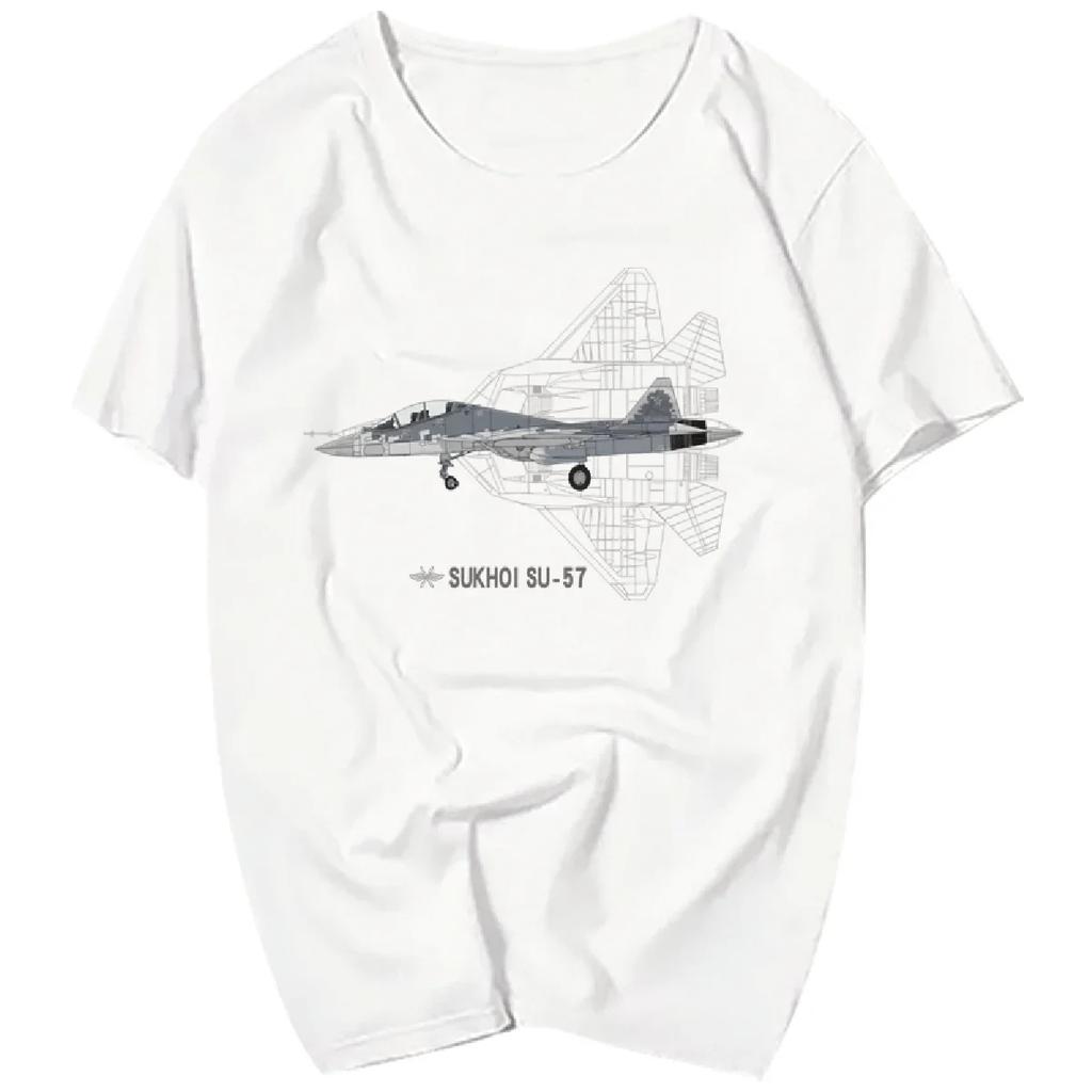 Russian PAK FA Sukhoi Su57 Falon Stealth Fighter TShirt 100 Cotton ONeck Short Sleeve Summer Casual Mens Tshirt Streetwear