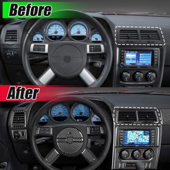 Carbon Fiber Central Air Vent Outlet Trim Cover For Dodge Challenger 2008~2014