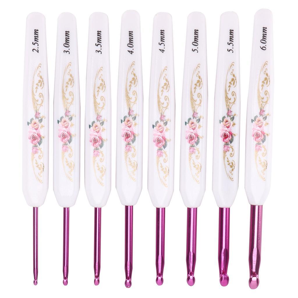 Crochet Hooks 8 Pcs Soft NonSlip Good Grip Knitting Needles Set with Mark for Weaving Home