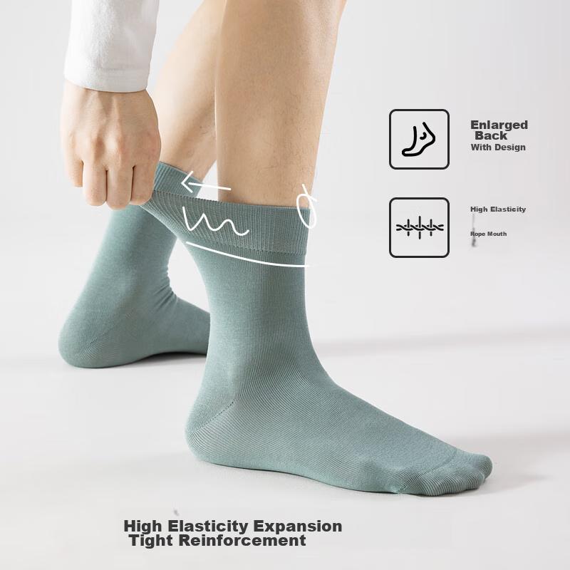 JOAE [100% Pure Cotton Odor-Resistant] Men's Socks, Spring And Autumn Breathable Sweat-Absorbing Mid-Calf Business Casual Socks