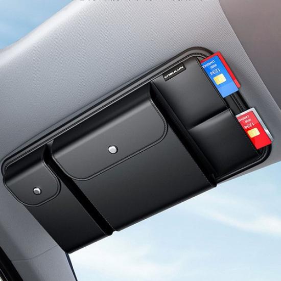Car Interior Sunshade Storage Bag Card Phone Holder Organizer Pocket Accessories