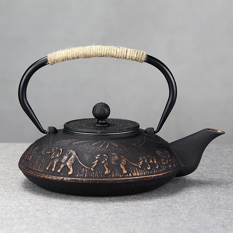 Cast Iron Teapot 1100ML Retro Elephant Japanese Style Classic Cast Iron Tea Kettle Elegant Color&Wonderful Workmanship Durable Construction for 1100ml