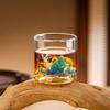 Green Apple Whiskey Glass Thousand Miles Landscape Chinese Style Cup Guochao Design for Drinking Water Tea Barware Gift Set