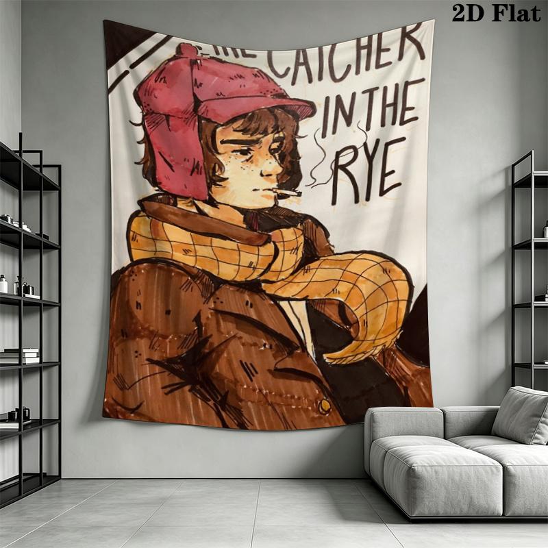 Holden Caulfield Wall Tapestry Aesthetic Wall Hanging Printed Fabric Blanket Decorative Tapestries for Bedroom Living Room Home Decor