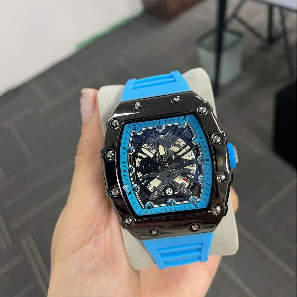 High-Value Fashion Trend Fake Mechanical Luminous Waterproof Wine Barrel-Shaped Men'S Watch
