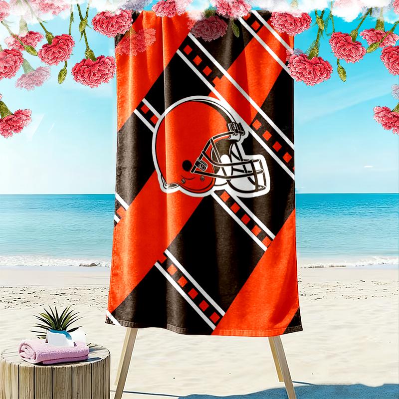 Cleveland Browns Print Beach Towel, Large Soft Quick Dry Towel for Beach Camping Swimming