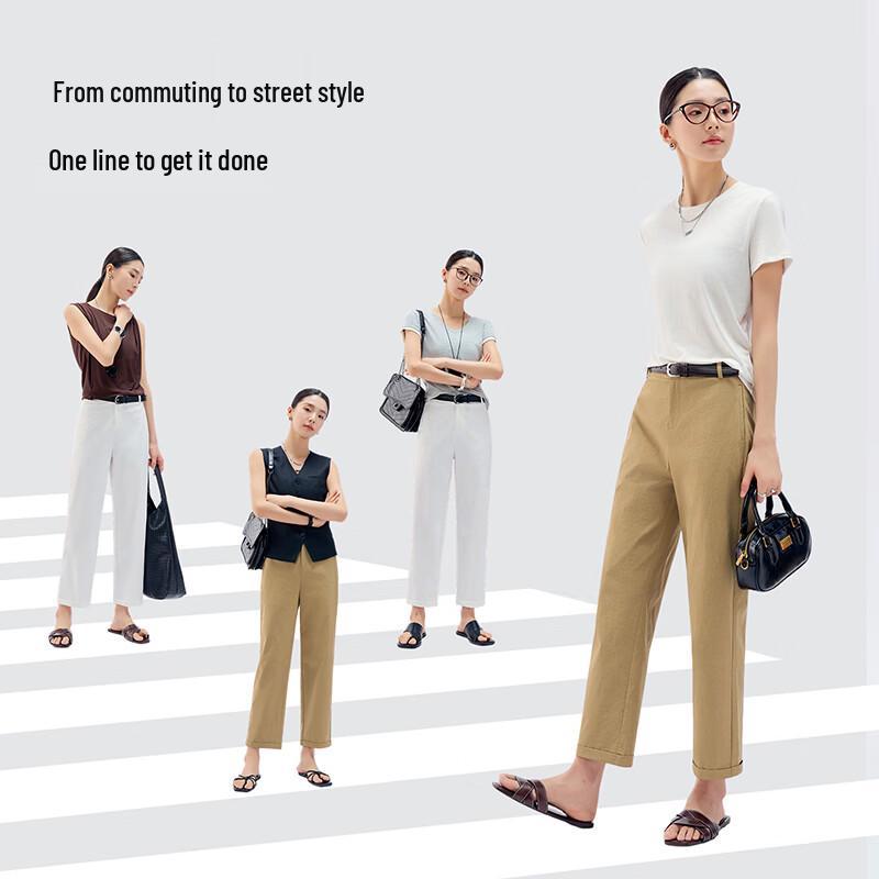 YERAD Women's Summer Slim Straight Cropped Pants