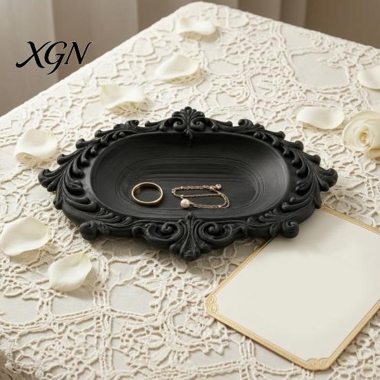 Versatile Storage Tray for Vanity Vintage Jewelry Tray, Decorative Trinket Dish Rings And Cosmetics, French Wedding Registry Style Elegant Organizer