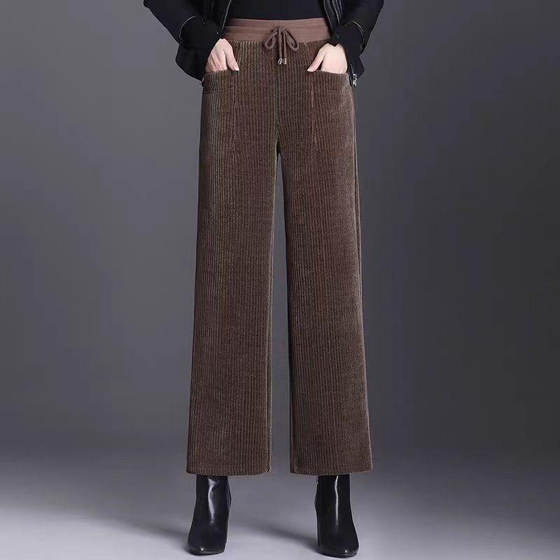 Autumn and Winter Thick Plush Corduroy Pants Wide Leg Pants Oversized Loose New Straight Leg Pants for Women